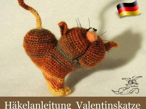 028DE Häkelanleitung Valentinskatze - Amigurumi PDF Pertseva CP