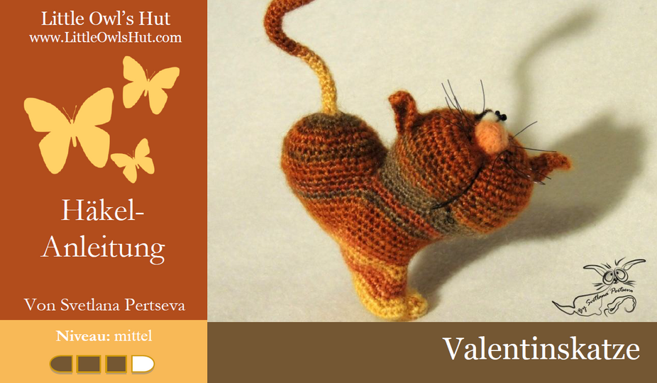 028DE Häkelanleitung Valentinskatze - Amigurumi PDF Pertseva CP