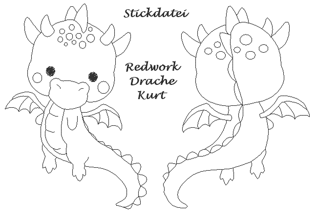 Stickdatei Redwork Drache Kurt