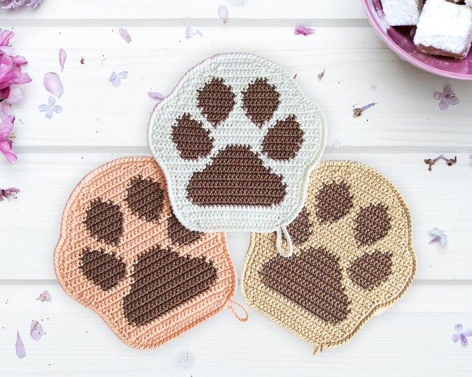 052DE Häkelanleitung Pfote Topflappen - Amigurumi PDF Zabelina CP