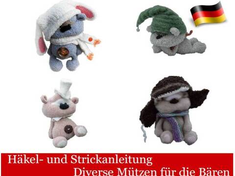 140DE Häkel- und Strickanleitung Mützen für den Bären - PDF Pertseva CP