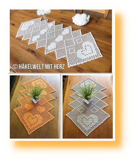 Häkeln / Tischläufer ZickeZacke / 2 Größen / 3 Motive