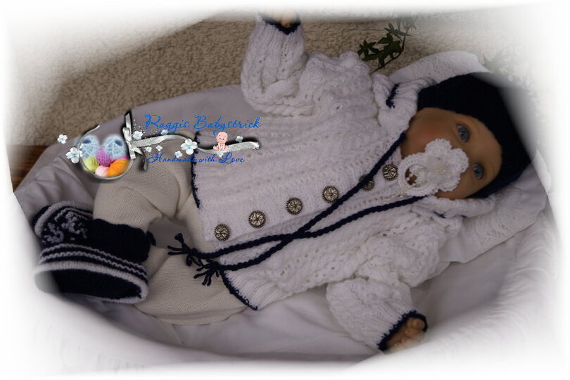 Strickanleitung f&uuml;r Baby's u. Reborns Modell Sasha Gr. 52 - 56 3-teilig