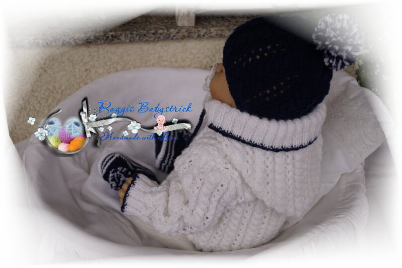 Strickanleitung f&uuml;r Baby's u. Reborns Modell Sasha Gr. 52 - 56 3-teilig