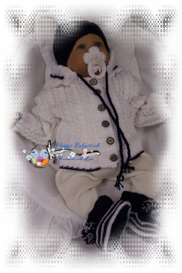 Strickanleitung f&uuml;r Baby's u. Reborns Modell Sasha Gr. 52 - 56 3-teilig