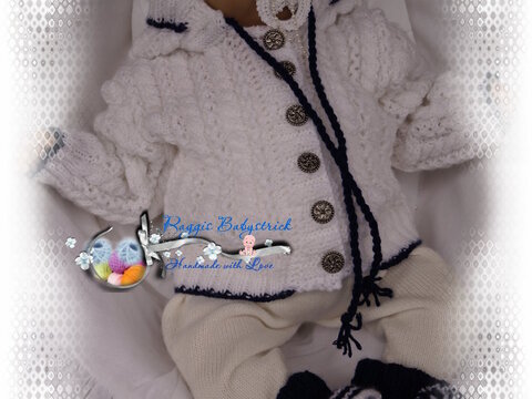 Strickanleitung für Baby's u. Reborns Modell Sasha Gr. 52 - 56 3-teilig