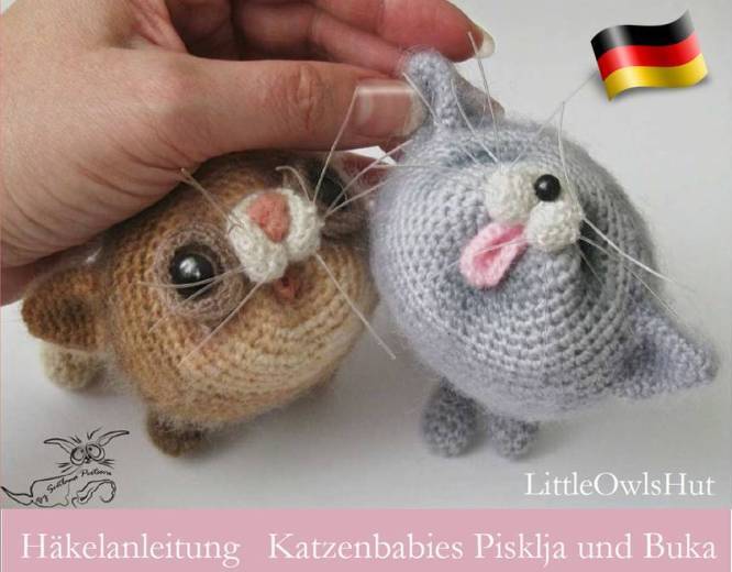 020DE Häkelanleitung Katzenbabies - Amigurumi PDF Pertseva CP