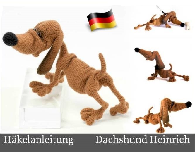 134DE Häkelanleitung Dachshund Heinrich - Amigurumi PDF Chirkova CP