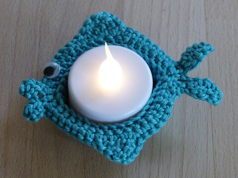 Häkelanleitung für einen Teelichthalter "Fisch"