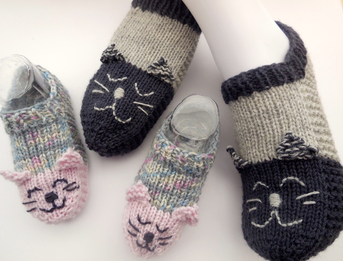 Spar-Set Katzensocken - Hausschuhe - Kinder und Erwachsene - Universalgröße