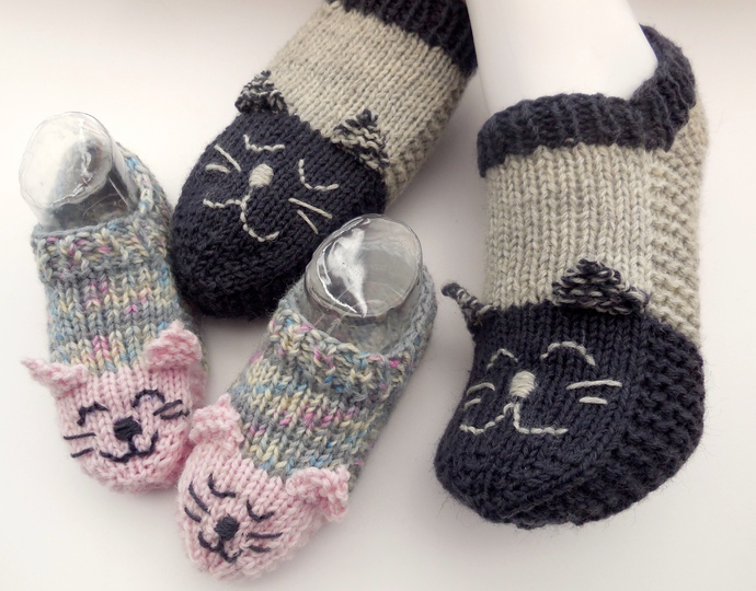 Spar-Set Katzensocken - Hausschuhe - Kinder und Erwachsene - Universalgröße