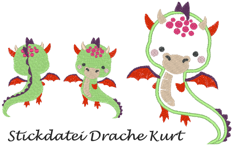 Stickdatei Drache Kurt