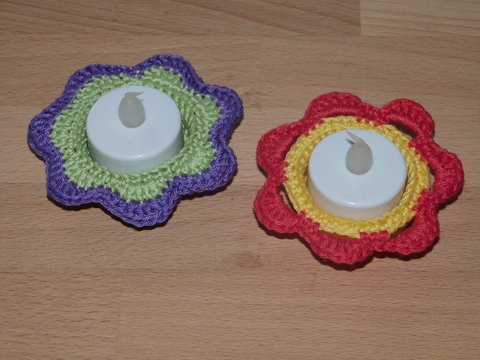 Häkelanleitung für Teelichthalter "Blume", 2 Modelle