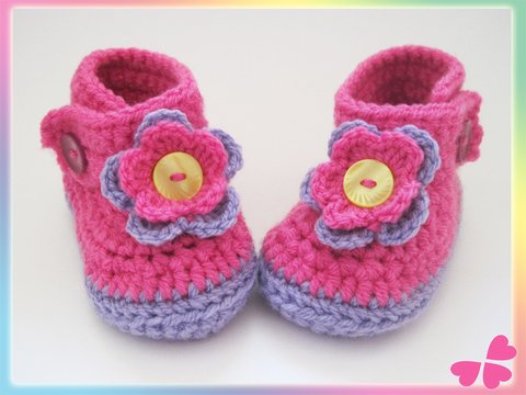 Süße Häkelschuhe für 1 bis 2 Jahre (4 Größen: 20 bis 23) Häkelanleitung