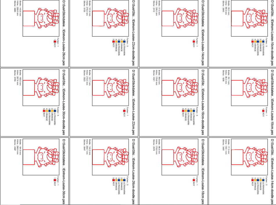 Stickdatei Redwork Geburtstags Einhorn - Bild 2