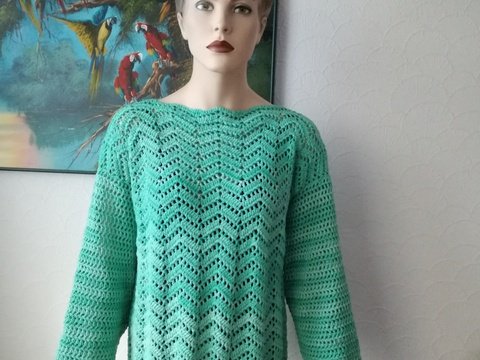 Häkelanleitung Shirt / Tunika " Wellenritt " Größe 36/38, 40/42, 44/46