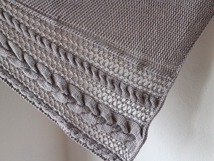 Knitting Pattern Triangle Shawl with Cable and Lace Pattern Cozy Winter