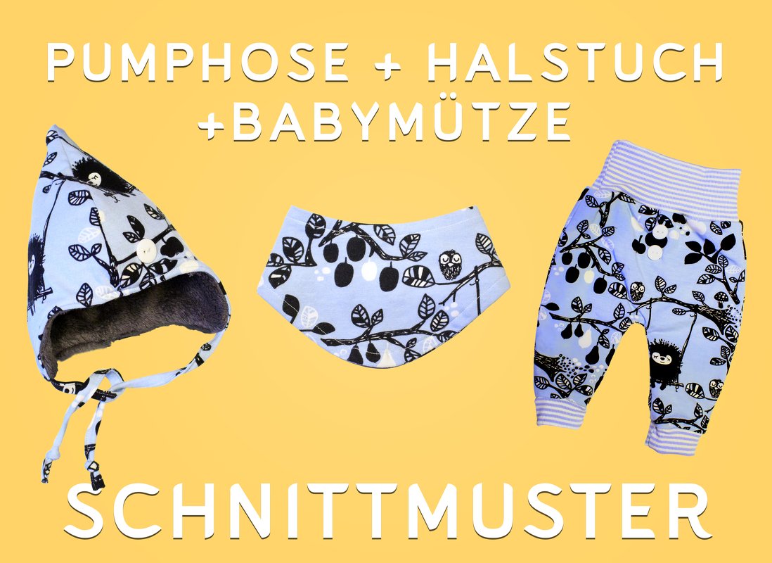 Set Pumphose, Halstuch, Babymütze – Schnittmuster PDF