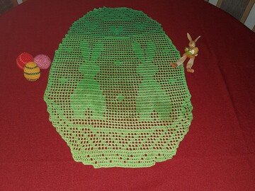 Tischdecke "Osterei" 67x45 cm, Häkelanleitung, Filethäkeln