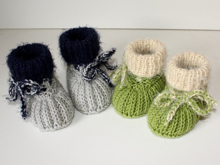 Strickanleitung Babyschuhe, Booties im Patentmuster, 9 cm und 10 cm  #194
