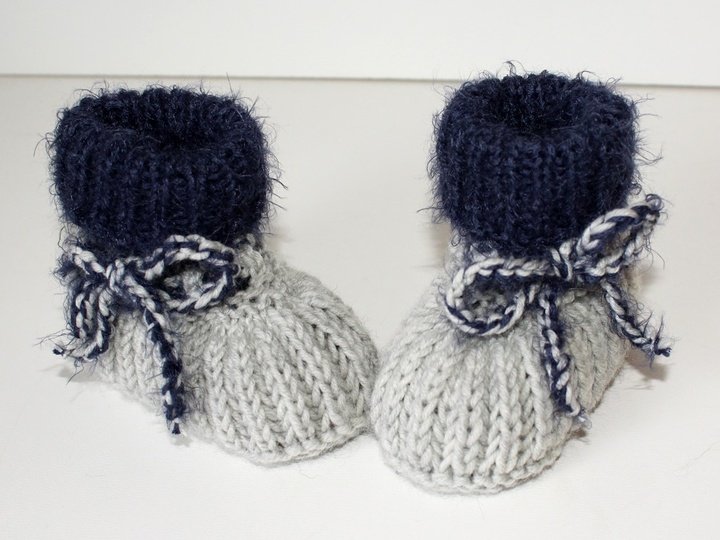 Strickanleitung Babyschuhe, Booties im Patentmuster, 9 cm und 10 cm  #194