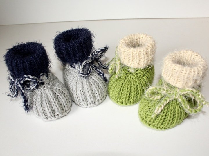 Strickanleitung Babyschuhe, Booties im Patentmuster, 9 cm und 10 cm  #194