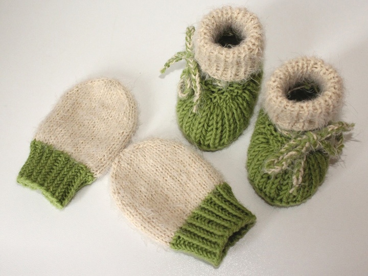 Strickanleitung Babymütze, Babyschuhe, Baby-Handschuhe im Set, 0 - 5 Monate