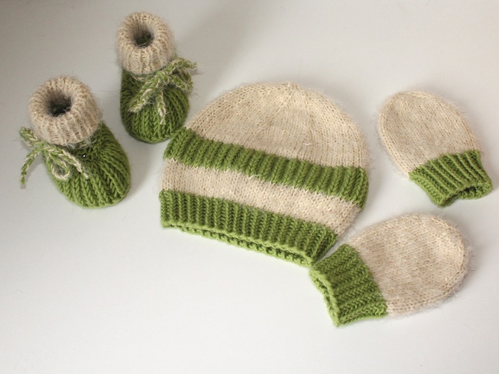 Strickanleitung Babymütze, Babyschuhe, Baby-Handschuhe im Set, 0 - 5 Monate