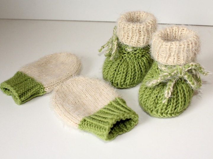 Strickanleitung Babymütze, Babyschuhe, Baby-Handschuhe im Set, 0 - 5 Monate