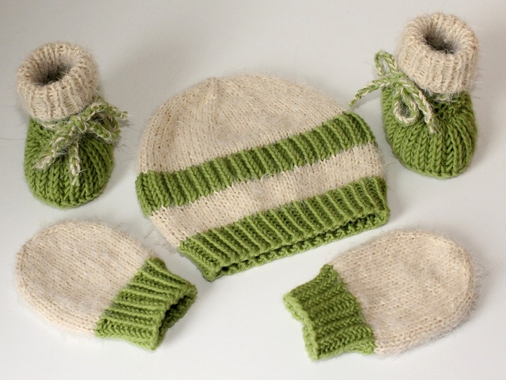 Strickanleitung Babymütze, Babyschuhe, Baby-Handschuhe im Set, 0 - 5 Monate