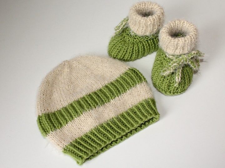 Strickanleitung Babymütze, Babyschuhe, Baby-Handschuhe im Set, 0 - 5 Monate