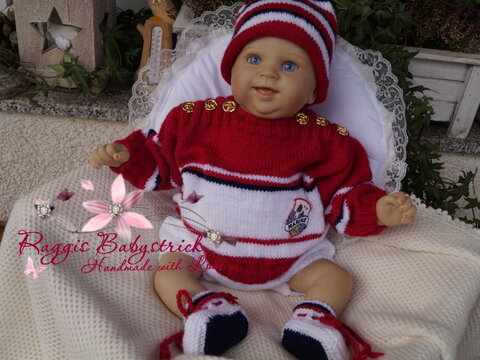 Strickanleitung für Baby's u. Reborns Modell Inka Gr. 52 - 56 4-teilig