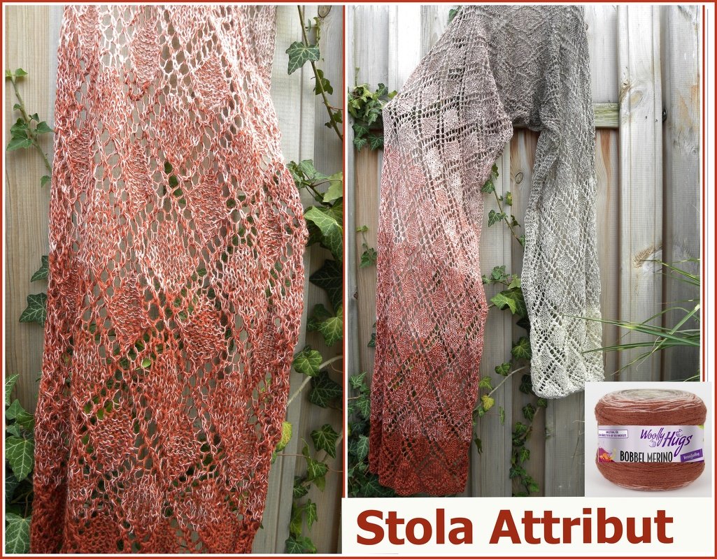 Stola "Attribut" stricken mit 1 BOBBEL-Merino von Woolly Hugs