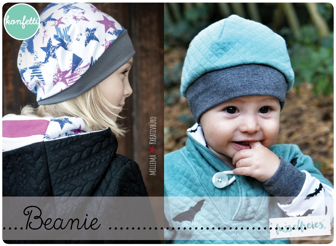Beanie / Mütze ebook Schnitt + Anleitung (KU 39cm - 57cm)
