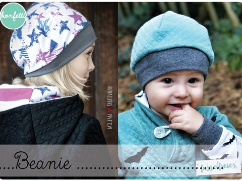 Beanie / Mütze ebook Schnitt + Anleitung (KU 39cm - 57cm)
