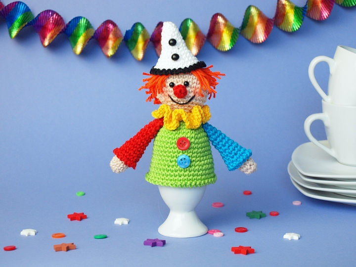 Häkelanleitung Eierwärmer Clown + Pierrot, Sparpack