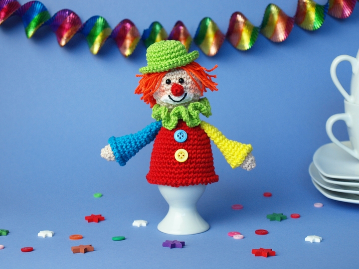 Häkelanleitung Eierwärmer Clown + Pierrot, Sparpack