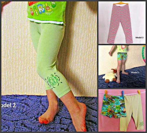 Children's Leggings pattern and instruction, sizes 1-11 years girl & boy leggings.