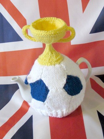 Football and World Cup Trophy Tea Cosy