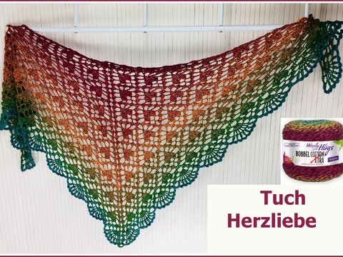Tuch "Herzliebe" mit 1 BOBBEL-COTTON XTRA von Woolly Hugs häkeln