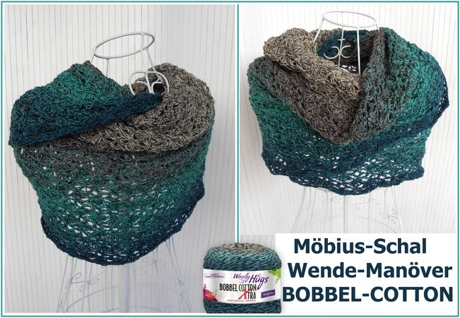 Möbius-Schal Wende-Manöver häkeln mit 1 BOBBEL COTTON XTRA von Woolly Hugs
