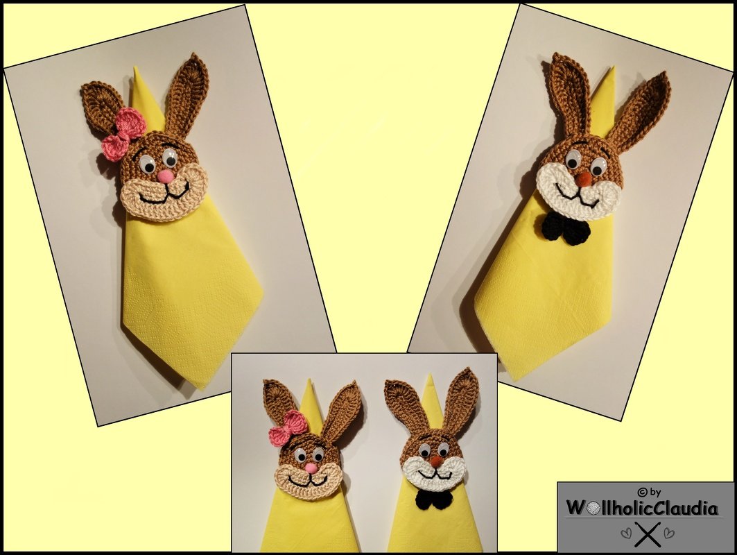 Häkelanleitung Serviettenhalter / Anhänger / Applikation Hase - Bild 5