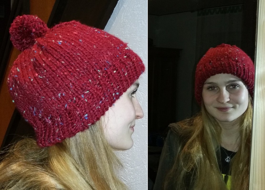 Bommelmütze einfach gestrickt, für Anfänger geeingnet