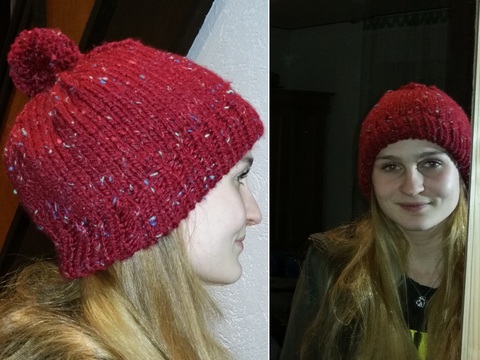 Bommelmütze einfach gestrickt, für Anfänger geeingnet
