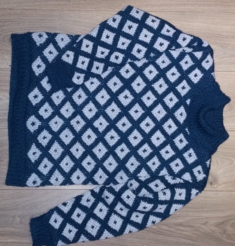 Pullover "Karo" - in FairIsle, zweifarbig gestrickt - Gr.40