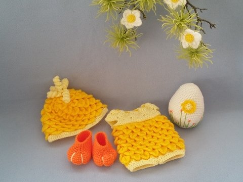 Häkelanleitung Puppenkleidung, Kimi das Osterküken