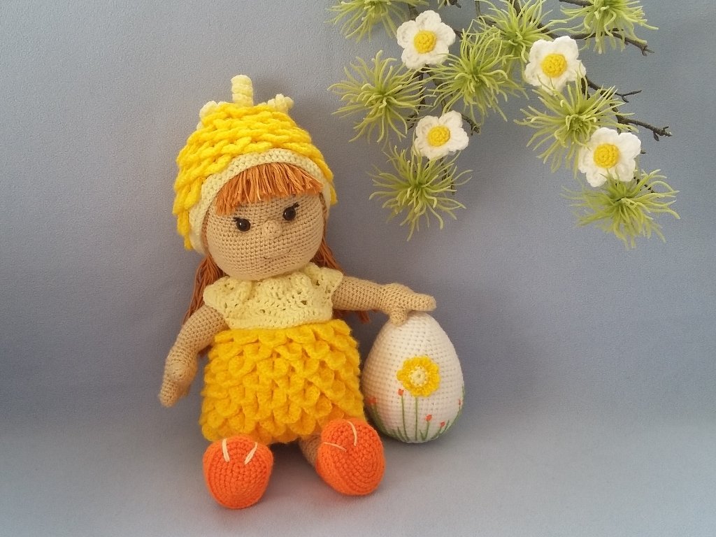 Häkelanleitung Puppenkleidung, Kimi das Osterküken - Bild 5