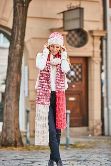 Schal & Mütze "Red & White" Stricken aus SHEEP von Woolly Hugs