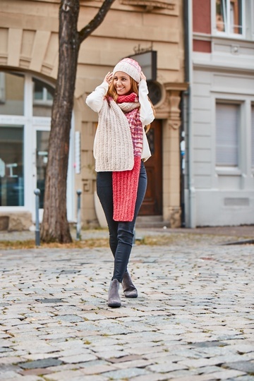 Schal & Mütze "Red & White" Stricken aus SHEEP von Woolly Hugs