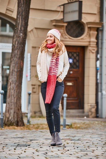 Schal & Mütze "Red & White" Stricken aus SHEEP von Woolly Hugs